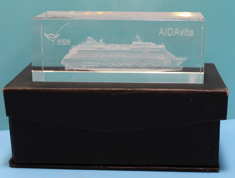 AIDAvita Kreuzfahrtschiff als 3 D Laser Glasblock (1 St.)